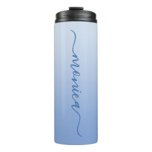 Light Cornflower Blue Gradient Elegant Signature Thermal Tumbler