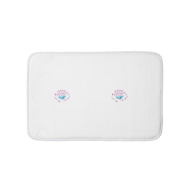 Light Cornflower Blue, Sky Megenta, Girly Bath Mat (Front)
