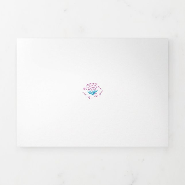 Light Cornflower Blue, Sky Megenta, Girly Tri-Fold Card (Cover)