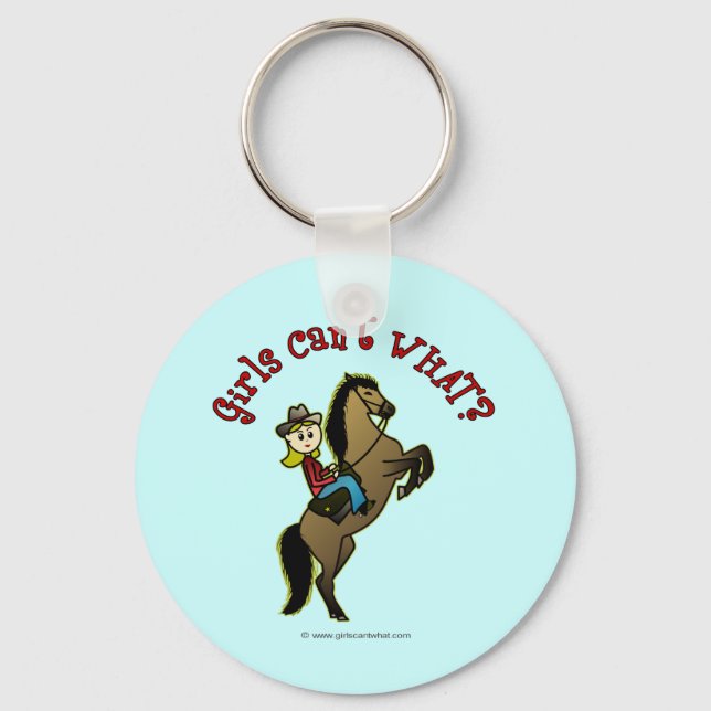 Light Cowgirl on Horse Keychain (Front)