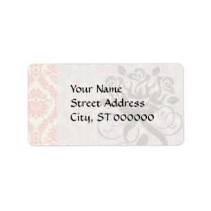 light cream and pink damask label
