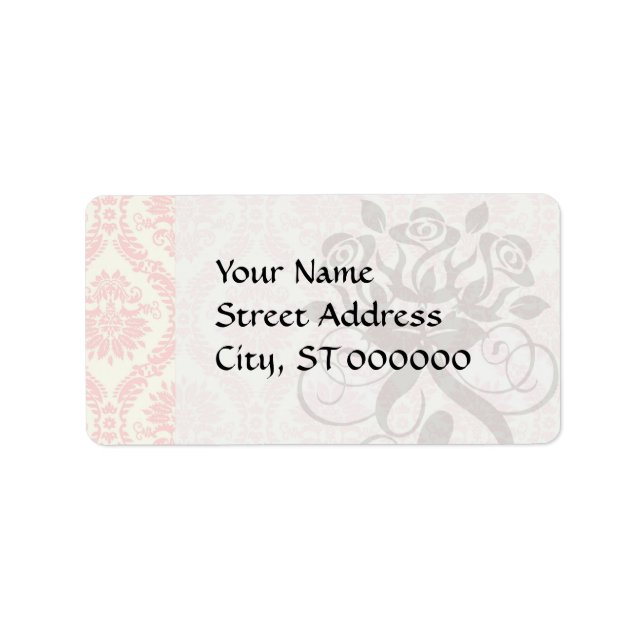 light cream and pink damask label (Front)