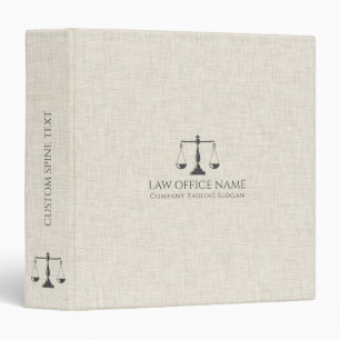Light Cream Black Linen Justice Scale Binder