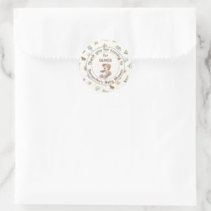 Light Cream Boho Baby Shower Favour Classic Round Sticker