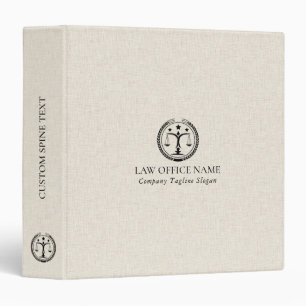 Light Cream Linen Texture Black Justice Logo  Binder