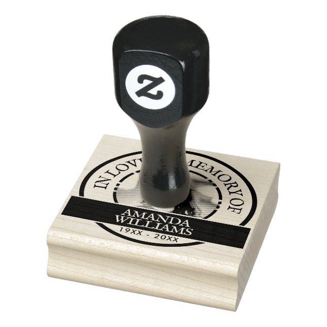 Light | Custom Modern Memorial Photo, Name, Text Rubber Stamp (Stamp)
