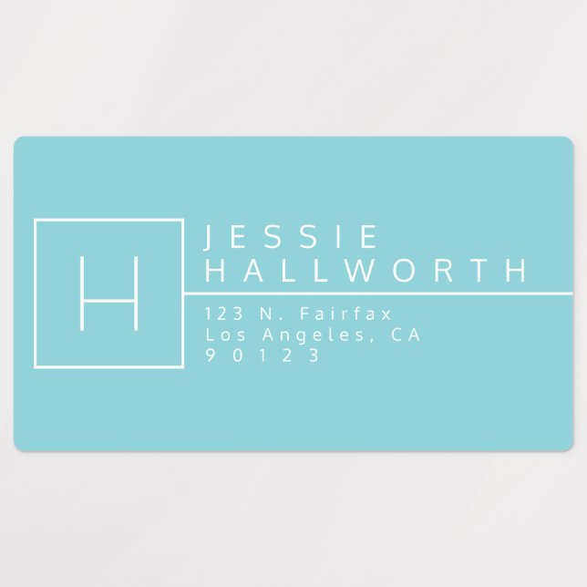 Light Cyan Blue & White Monogrammed Waterproof (Design 1)