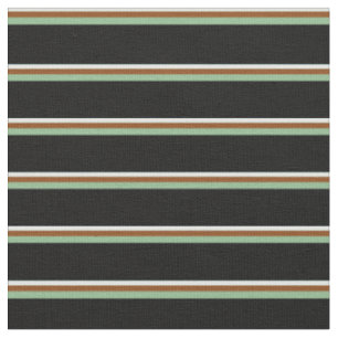 Light Cyan, Brown, Dark Sea Green & Black Lines Fabric