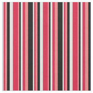 Light Cyan, Crimson, Light Coral, and Black Lines Fabric