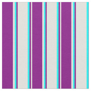 Light Cyan, Purple & Aqua Coloured Lined Pattern Fabric