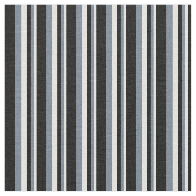 Light Cyan, Slate Grey & Black Lines Fabric (Close Up)