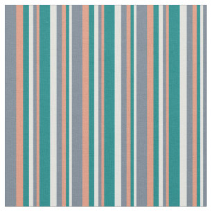 Light Cyan, Teal, Dark Salmon, and Slate Grey Fabric