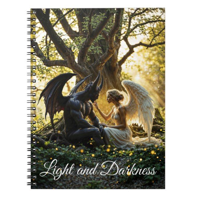 Light dark angel demon forbidden love art notebook (Front)