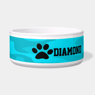 Light &Dark Blue Camouflage Personalized Dog Bowl