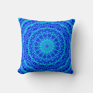 Light Dark Blue Mandala Throw Pillow