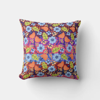  Light Dark Blue White Green Floral Art Christmas  Throw Pillow
