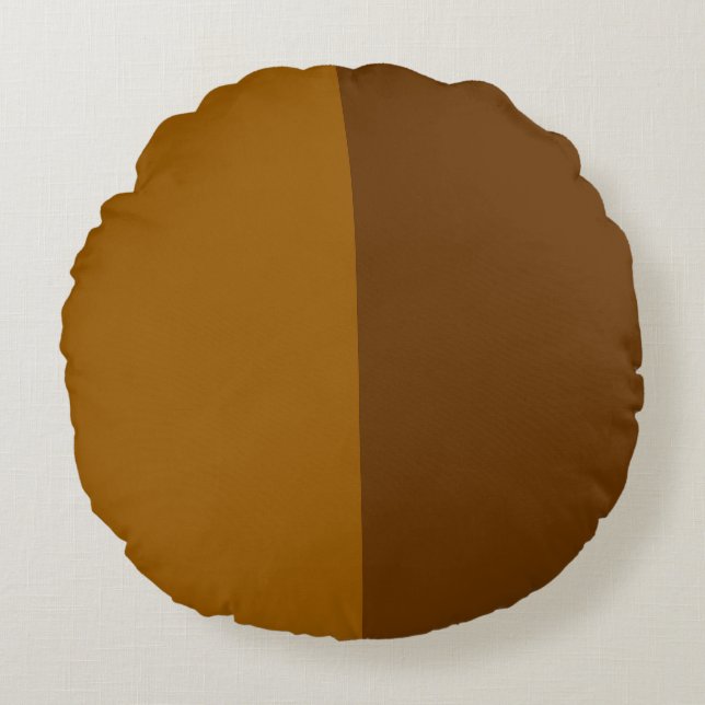 Light Dark Brown Part Half Sides Design Round Pillow (Front)