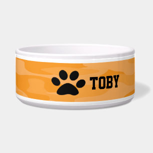 Light&Dark Orange Camouflage Personalized Dog Bowl