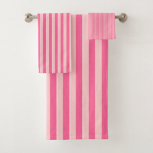 Light & Dark Pink Striped Bath Towel Set