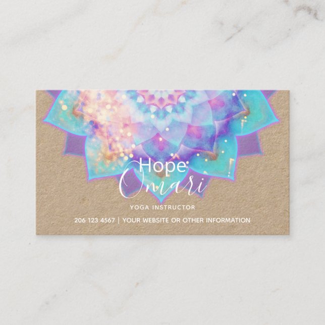 Light Devotion Mandala Kraft Business Card (Front)
