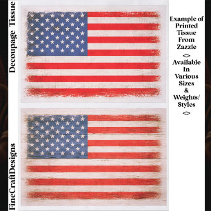 Light Distressed American Flag Pair EX1 Decoupage Tissue Paper