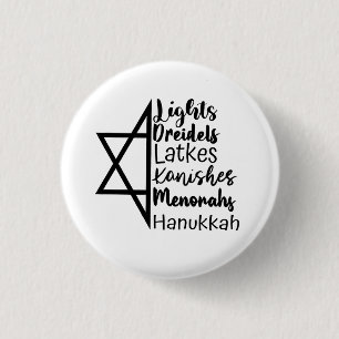 Light Dreidel Latke Kanish Menorah Hanukkah 1 Inch Round Button