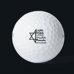 Light Dreidel Latke Kanish Menorah Hanukkah  Golf Balls<br><div class="desc">Hanukkah celebration,  Jewish food,  menorah light,  dreidel spin,  potato latke,  knish snack,  Jewish traditions,  Hanukkah cuisine,  Jewish holiday 2025,  festive Hanukkah</div>