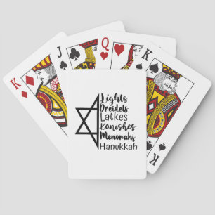 Light Dreidel Latke Kanish Menorah Hanukkah Playing Cards