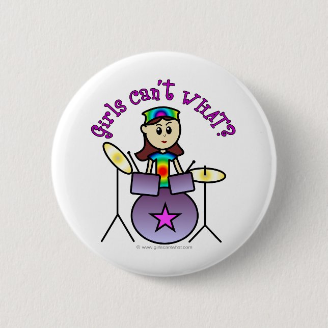 Light Drummer Girl 2 Inch Round Button (Front)