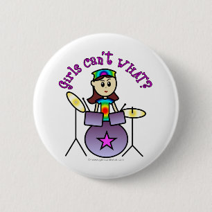 Light Drummer Girl 2 Inch Round Button