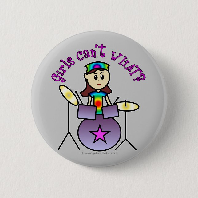 Light Drummer Girl 2 Inch Round Button (Front)