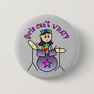 Light Drummer Girl 2 Inch Round Button