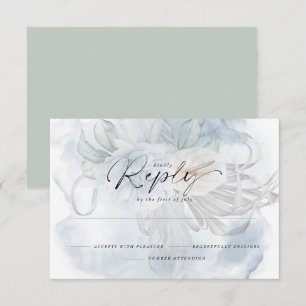 Light Dusty Blue BOHO Floral Reply RSVP Card