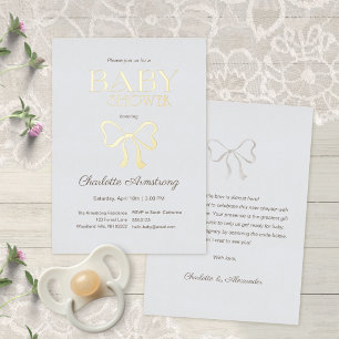 Light Dusty Blue Elegant Bow Baby Shower