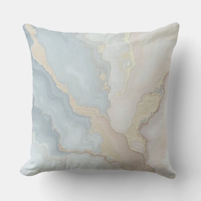 Light Dusty Blue Grey Beige Cream Abstract Throw Pillow (Front)