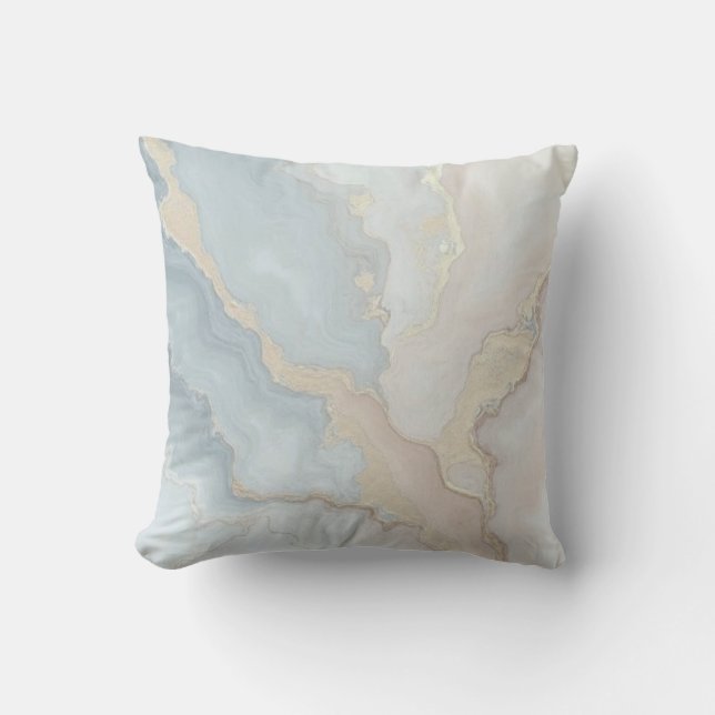 Light Dusty Blue Grey Beige Cream Abstract Throw Pillow (Front)
