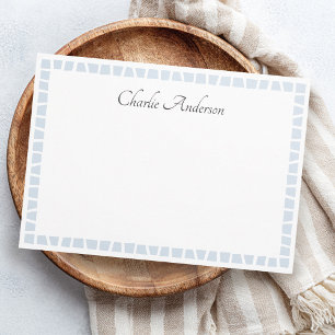 Light dusty blue mosaic border name white card