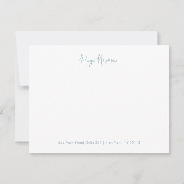 LIGHT DUSTY BLUE SIGNATURE MONOGRAM NAME CARD (Front)