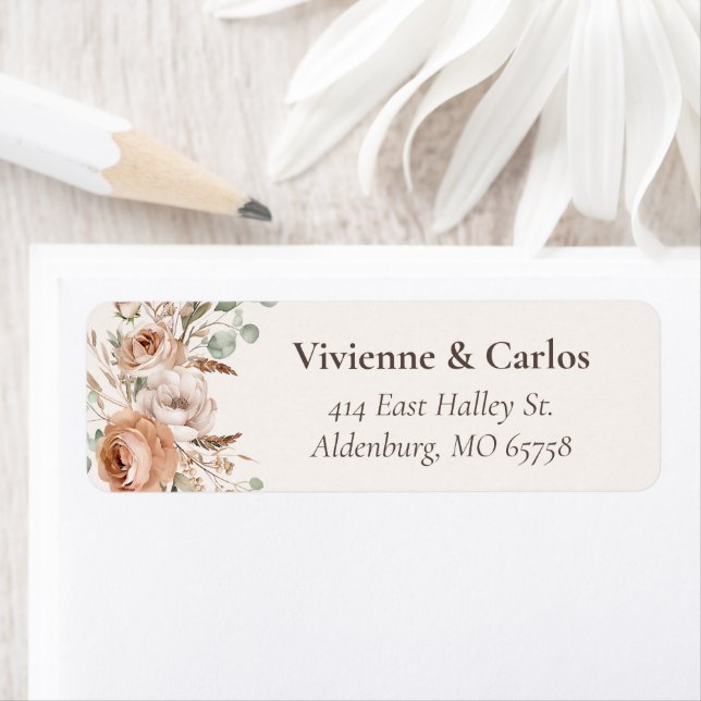Light Earth Tone Floral Rustic Boho Return Address (Insitu)