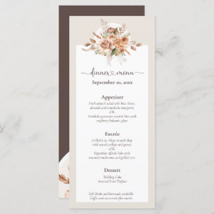 Light Earth Tone Floral Rustic Boho Wedding Menu
