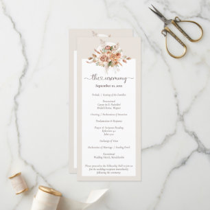 Light Earth Tone Floral Rustic Boho Wedding Party Program