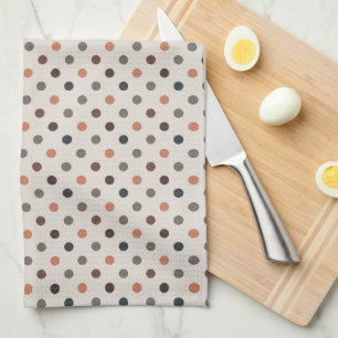 Light Earth Tone Woodlands Polka Dots Design Kitchen Towel