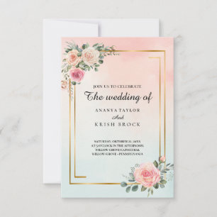 Light Elegant Pink Floral Wedding Invitation