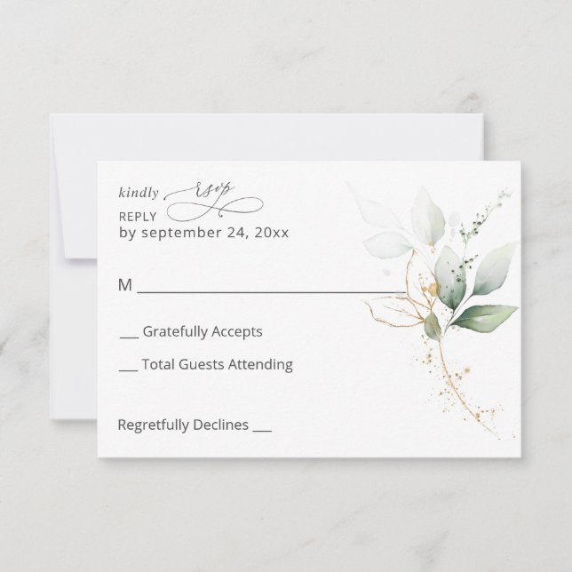 Light Eucalyptus Glow Gold no Meal RSVP (Front)