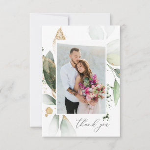 Light Eucalyptus Glow & Gold Thank You Card