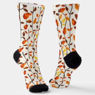 Light Fall Leaves Pattern Socks