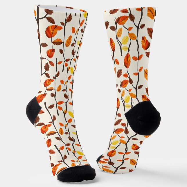 Light Fall Leaves Pattern Socks (Angled)