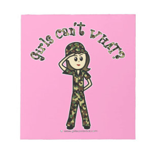 Light Female Army Girl Notepad