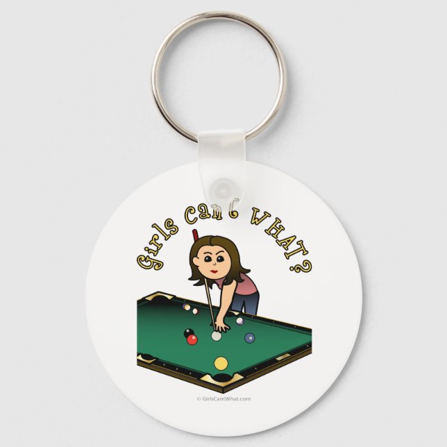 Light Female Billiards Player Keychain (Front)