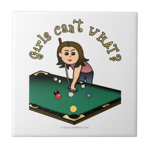 Light Female Billiards Player Tile
